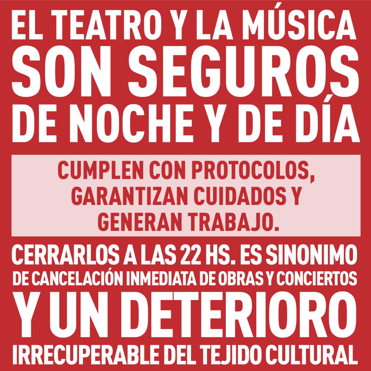 La Música y el Teatro son seguros de noche y de día #ElTeatroyLaMusicaSonSeguros

#ElTeatroEsSeguro #SalvemosLaMusicaEnVivo #QueLaMusicaNoPare