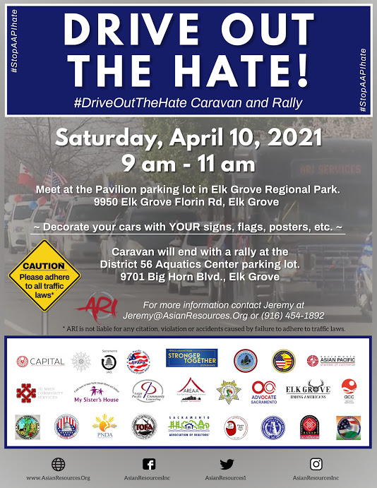 ElkGroveNews's tweet photo. Second #DriveOutTheHate vehicle parade organized by @AsianResources1 to take place this weekend in @CityofElkGrove 
https://t.co/lq6UpB3iov https://t.co/6f96Nsgcyw