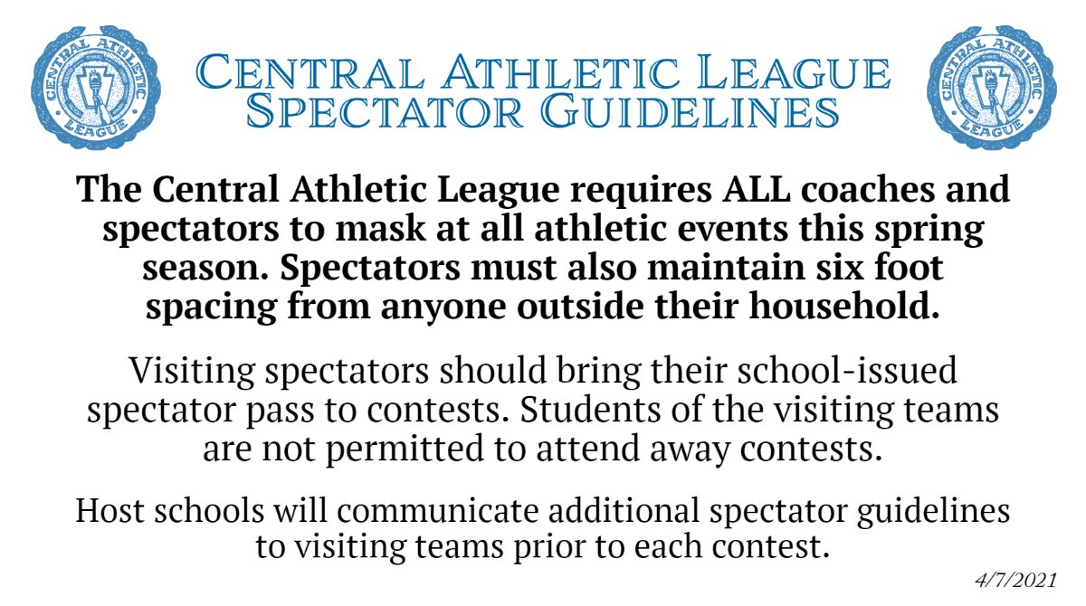 Reminder: All spectators must mask and maintain social distance while attending CAL athletic events