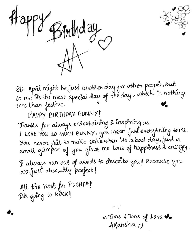 bunnyakansha's tweet photo. HAPPY BIRTHDAY BUNNY❤️
TONS &amp; TONS OF LOVE TO YOU
🤗 @alluarjun 
#HappyBirthdayAlluArjun 
#AHAwishesAA @ahavideoIN https://t.co/hlcGKlxP4v