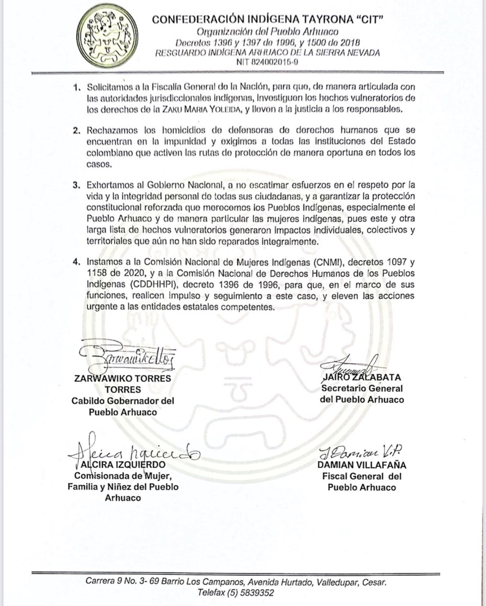 Confederación Indígena Tayrona tweet media