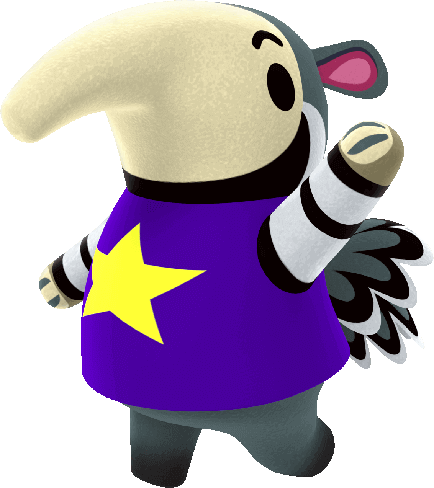 antonio - antonio is another villager that would always end up on my island or town. i think his design is pretty cool but he's just not a favorite of mine. i just don't like a lot of the anteaters in general tbh