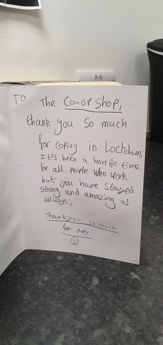Very touched by this card from one of our younger customers. Always nice to know just how much we are appreciated in our local community <a href="/AdrianD93465562/">Adrian Dunn</a> @grahamwren2 <a href="/CoopElaine/">Elaine Dean 🌹💚🇺🇦</a> <a href="/mycoopfood/">Central Co-op Food</a>