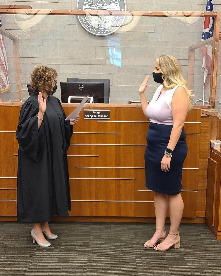 JudgeSKMunson's tweet photo. I had the privilege of swearing  Kim Seccuro in to the Ohio Bar this morning. She is originally licensed in West Virginia and now Ohio. Congratulations! Ohio is lucky to have you! https://t.co/pHAK1aciea