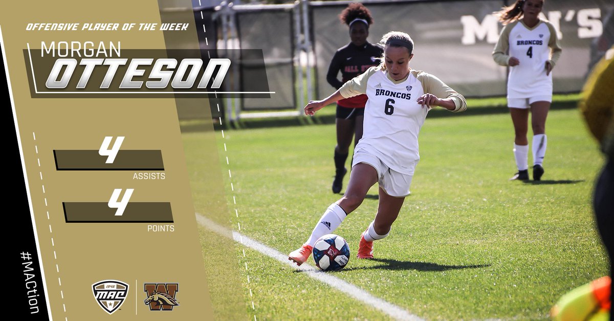 Morgan Otteson helped <a href="/WMUWomensSoccer/">WMU Women's Soccer</a>  snap a four-game winless streak and go 2-0 on the week after picking up the primary assist on every goal WMU scored in its wins over NIU and Ball State. #MACtion