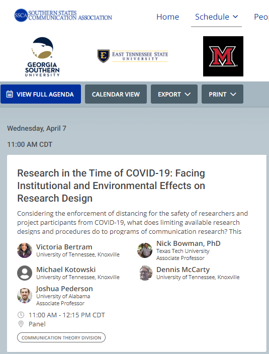 bowmanspartan's tweet photo. Happen to be around @SSCA_COMM today? In about 90 minutes, we'll talk about some of the barriers to research that we're working through and around with COVID19. https://t.co/VIx1M8Txmb