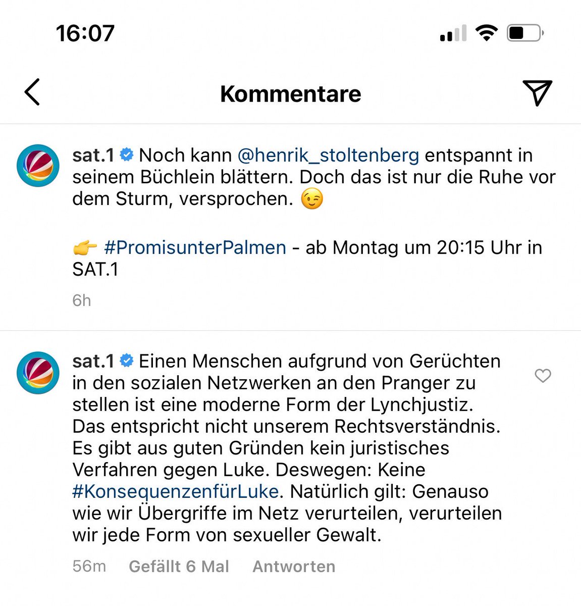 Hat mir yotta schon so gut geklappt. Dann bügeln wir das eben ganz heimlich unter einem anderen Beitrag ab. <a href="/sat1/">SAT.1</a> ?!
#KonsequenzenFuerLuke