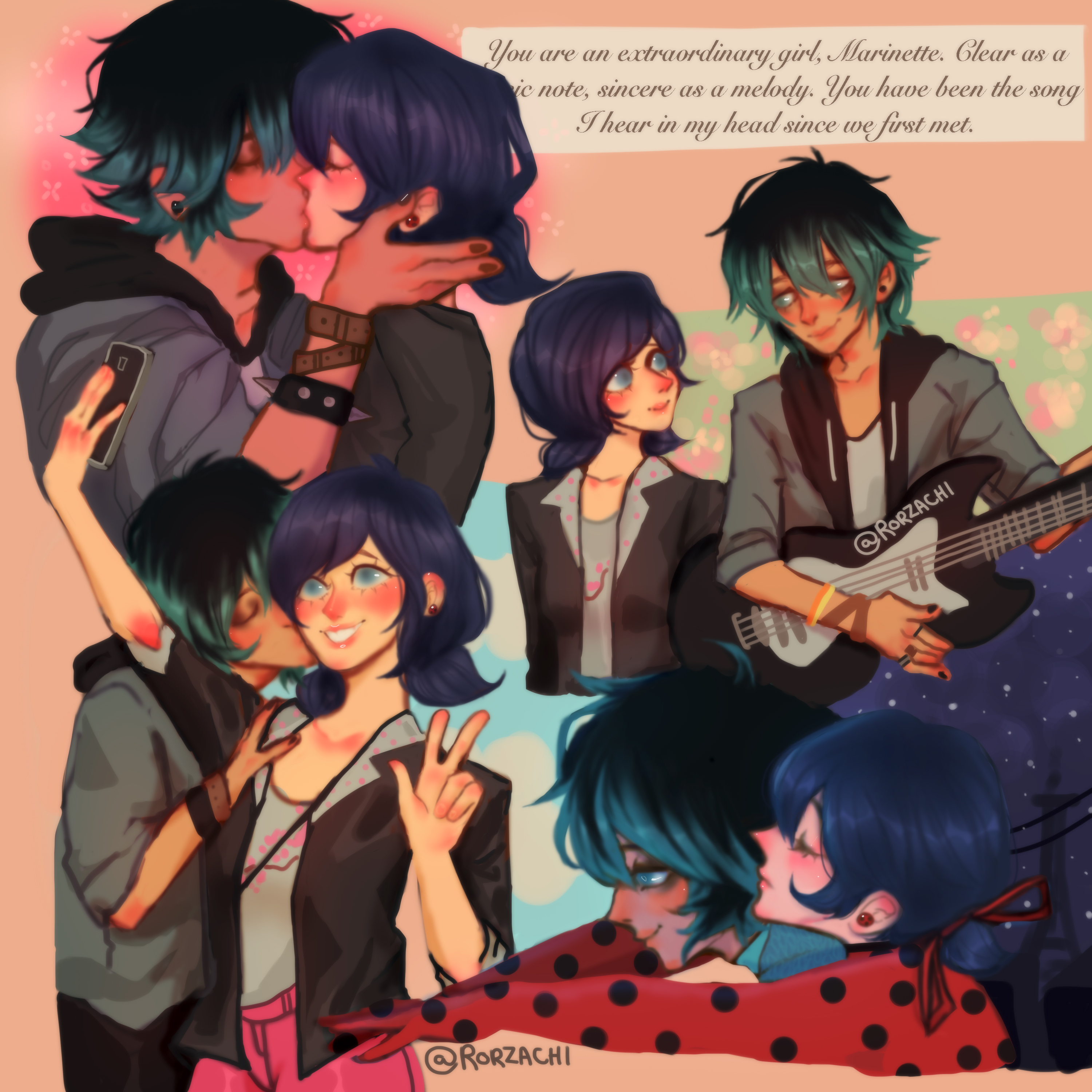 Lukanette Marinette And Luka Fanart - canvas-canvaskle