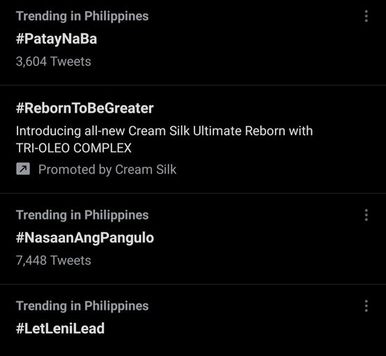 NewsConnectPH's tweet photo. #UpdateNewsConPH | Amidst Pres Rodrigo Duterte's postponed address, #PatayNaBa & #NasaanAngPangulo trends on Twitter
Presidential spokesperson Harry Roque announced that the president will not address the nation tonight due to the COVID19 scare after (1) https://t.co/mrg40NdigI