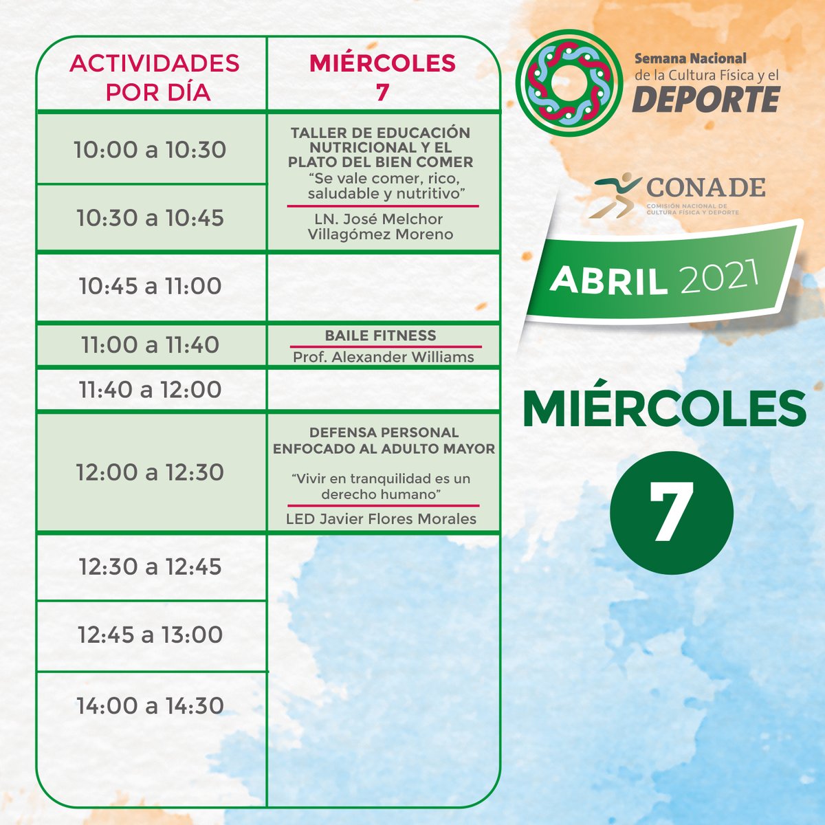 conadeoficial's tweet photo. Entra a la sesión de "Taller de Educación Nutricional y el Plato del Buen Comer" de la Semana Nacional de la #CulturaFísicaYDeporteMX2021.
🗓️ 7 de abril
⌚ 10:00 Am
💻 https://t.co/Xe4aYdAz8m
📱 App de Webex
👤 133 724 3971
🔑 eAPZFPVB663
#CONADEteQuiere https://t.co/nYYMCY0zgH