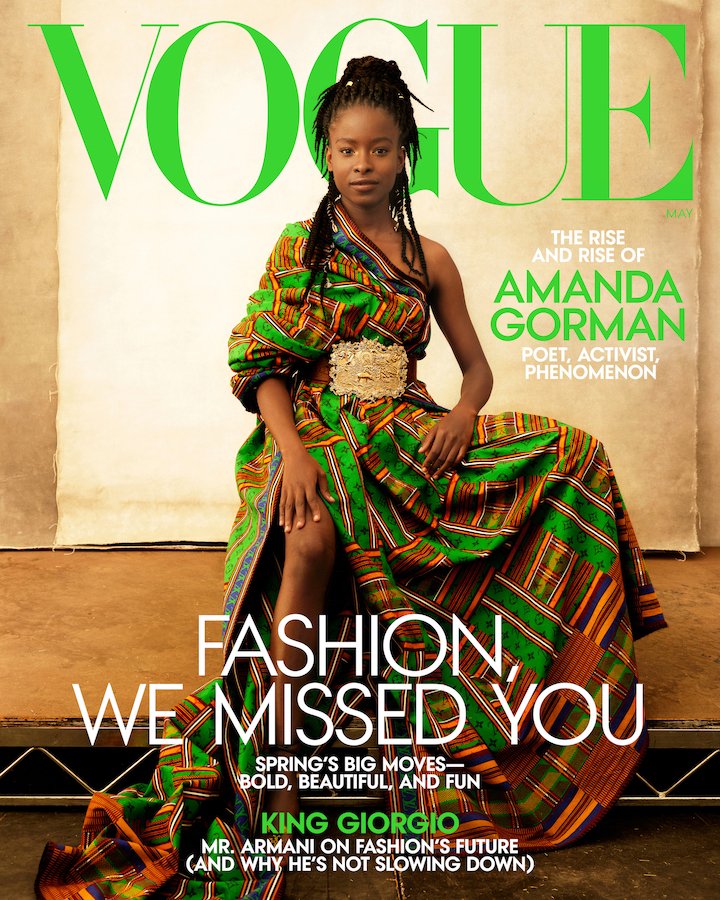 voguemagazine's tweet image. .@TheAmandaGorman is our May cover star! 

Poet, activist, optimist, style icon—Gorman has become so much more than a literary star. Meet the phenomenon in the making: vogue.cm/eb0wD9V