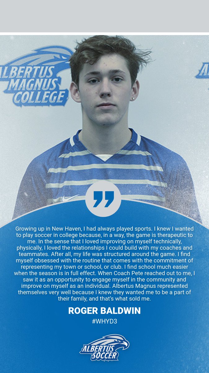 Albertus_Sports's tweet photo. It's Day 3⃣ of #D3Week and it's #WhyD3 Wednesday!!! 

Sharing why #DivisionII was the right choice is members of the @AlbertusMSoc team - Roger Baldwin, Declan Ryan, and Andrew Passante.

#NCAADIII | #fearlessfalcons | #thisisFalconawesome https://t.co/ikVZ75w0JN
