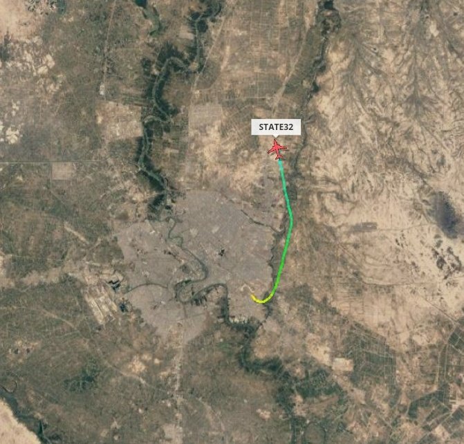 SpeckleBelly64's tweet photo. Miscoded aircraft up from Alsalam airbase on east side of  #Baghdad 
#STATE32 https://t.co/tsVPnFi86Q