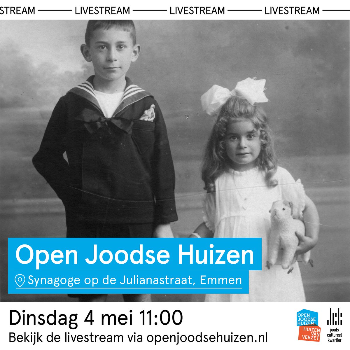 Op 4 mei om 11.00 vertelt Gerben Dijkstra het verhaal van Israël en Rebekka Jakobs, die na een onbezorgde jeugd in Emmen hun wereld zien veranderen. Israël wordt in Auschwitz vermoord, Rebekka overleeft de oorlog. Israëls schriften zijn bewaard gebleven. openjoodsehuizen.nl