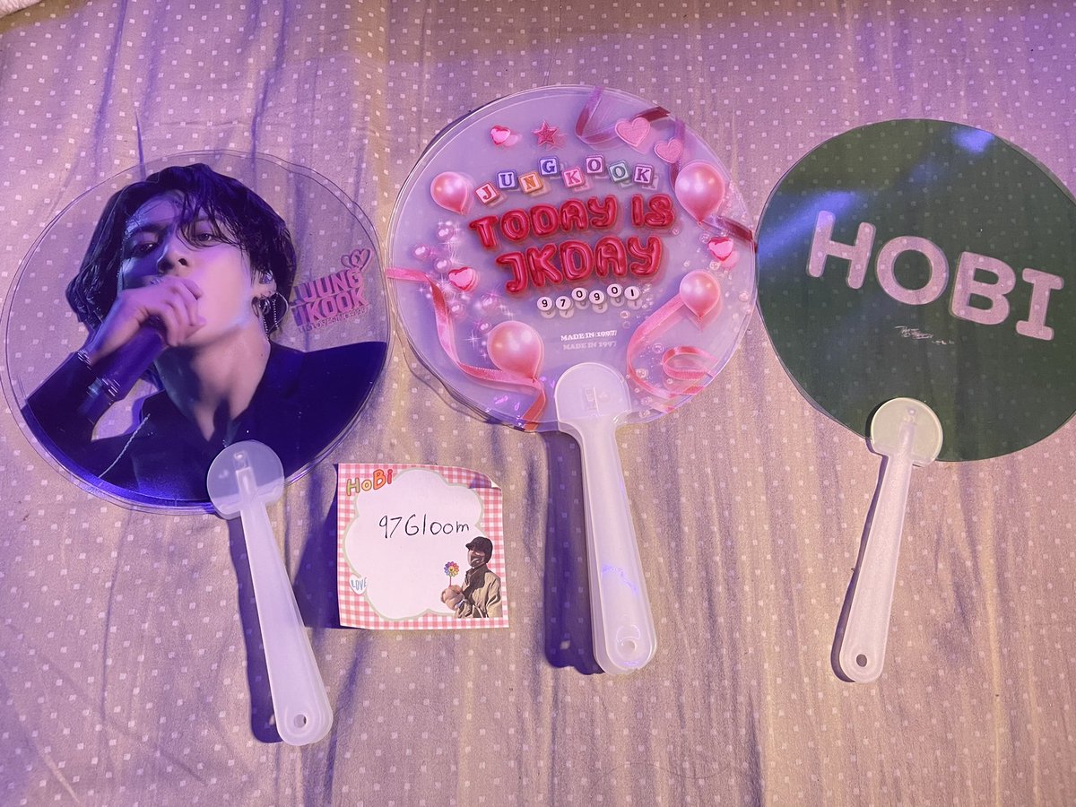WTS K-army made Jungkook and Hoseok fan/pickets! 2 jungkook pickets, 4 today is JK day, 1 hobi available $2 each + shipping
