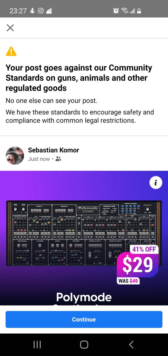 SebastianKomor's tweet image. Really @Facebook ? Cant post or comment for 16 hours because of this? Get your shit together Facebook. #socialmediafail #whiskeytangofoxtrot #facebook #notamused #bs