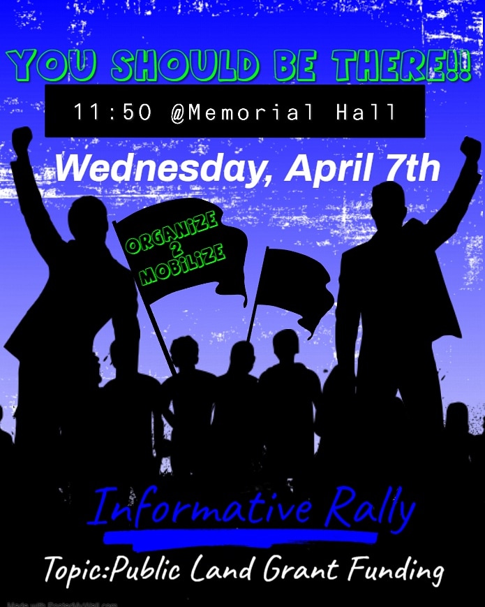 FLITELUMO's tweet photo. ⚠️UPDATE⚠️  Due to Weather conditions, the Informative Rally will be moved indoors to MEMORIAL HALL! 
 Please stop by if you have some time. 

Topic of Discussion is Public Land Grant Funding. 

CHECK OUT OUR FLEET FOR AN EXPLANATION https://t.co/QLNYsufnJ0