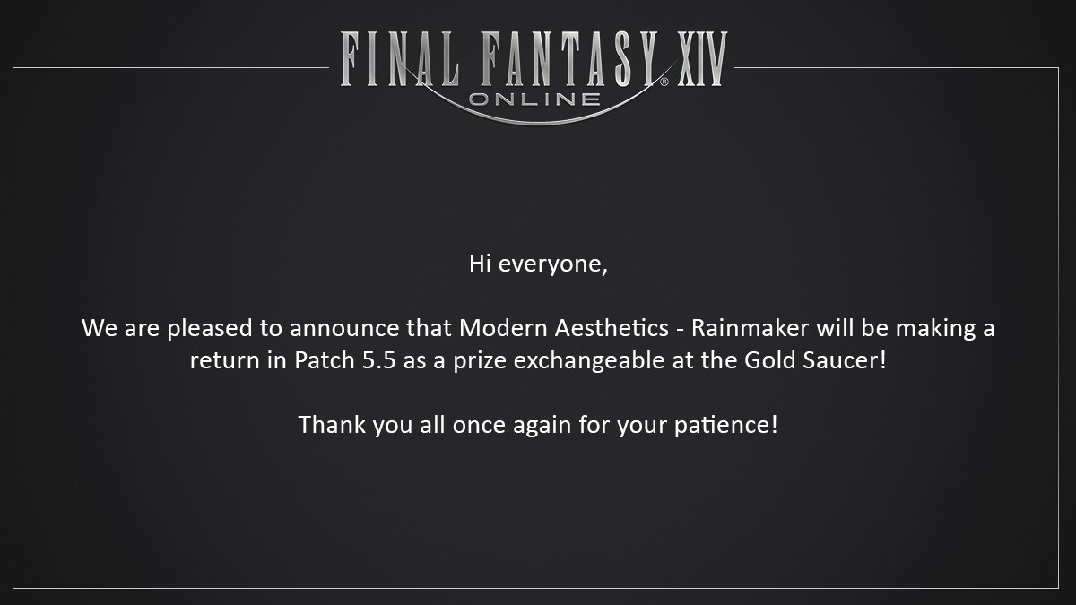 Final Fantasy Xiv We Have An Update Regarding The Rainmaker Hairstyle