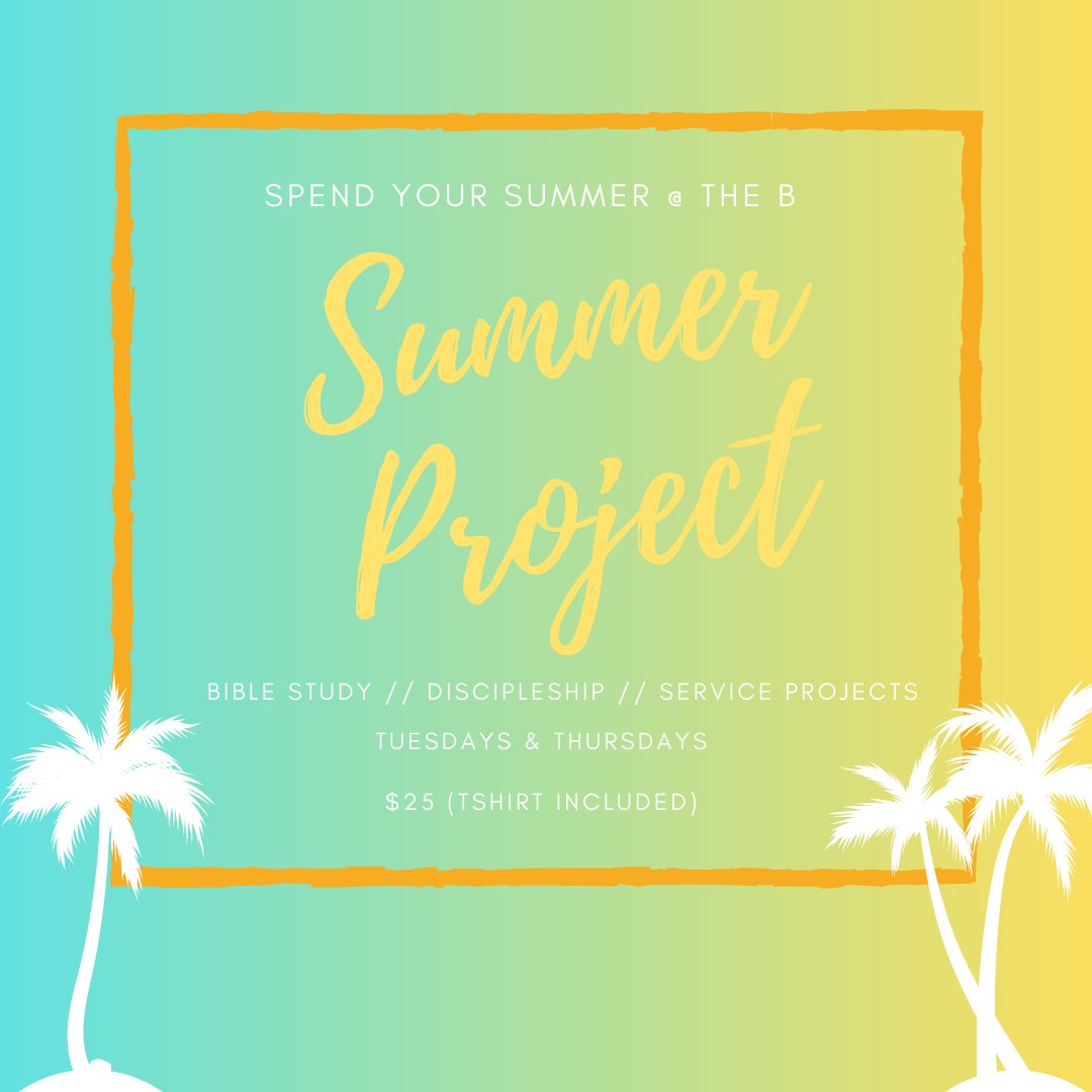 Not sure how to spend your summer? Join us for bible study, discipleship, service projects, and a party of a time! Let us know if you're planning on coming!