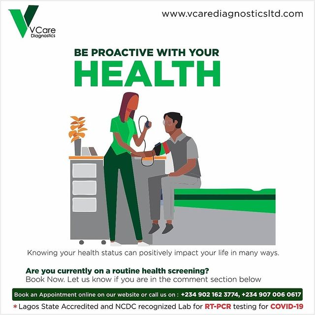 Knowing your health status can positively impact your life in many ways, book now.

Be proactive with your health.

Are you currently on a routine health screening? Let's us know in the comment section below.

For more enquiries, call
+2347080631400