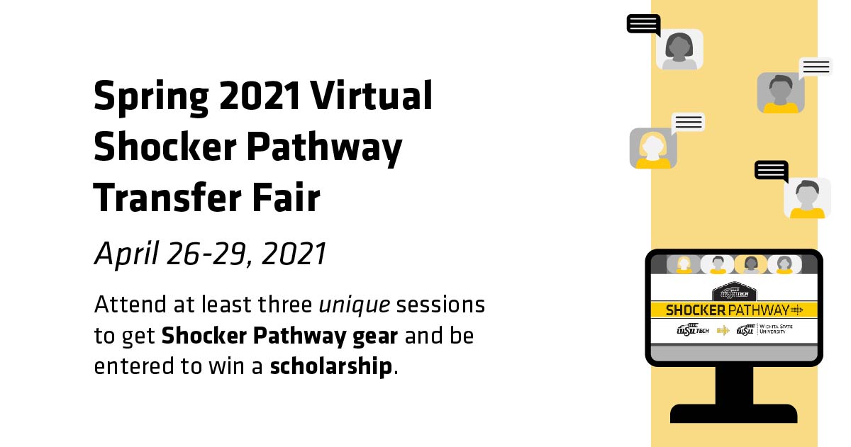 ShockerPathway's tweet image. 💵Scholarship Alert for @wsutech students!
Attend at least three unique sessions and be entered to win a $500 scholarship and Shocker Pathway gear.
RSVP at wichita.edu/sptransferfair.
