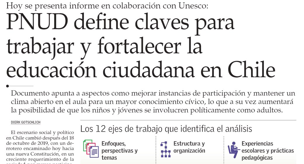 henriquezchile's tweet photo. 🗞️Hoy miércoles 16 h (-4 GMT) webinar lanzamiento "12 claves para fortalecer la #educaciónciudadana" y transformación educativa. Inscríbete: https://t.co/zEXHA1Ra4X @UNESCOSantiago @PNUDChile @educacionUDP @UNESCO_es @educarchile 
Detalles @ElMercurio_cl👉 https://t.co/SYnm3vxGqg https://t.co/zWYE1eTwg3