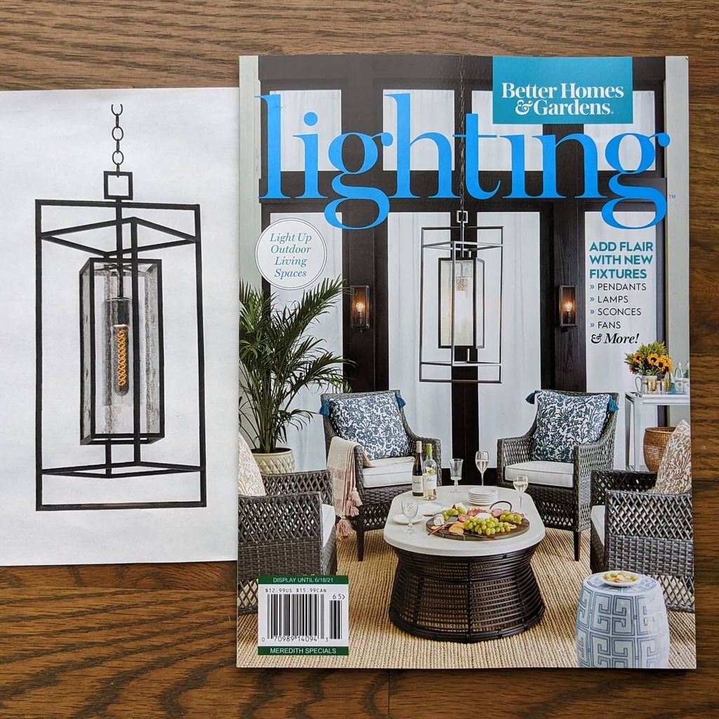 JCTdesign's tweet photo. Concept to cover. Happy to see my #ProgressLighting Navarre indoor/outdoor pendant featured on the cover of the 2021 #BetterHomesandGardens Lighting magazine. 

#renderingtoreality https://t.co/rasPViRUs0 https://t.co/A9J2voe5NE