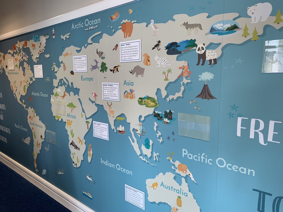 FrenchwoodAsOne's tweet photo. So pleased with our beautiful mural, celebrating the incredible diversity of our school. Thanks so much to Noel &amp; Vic @PPS_Ltd for making our vision into a reality. Staff and families have been proud to add their part of the Frenchwood Family story! https://t.co/XK59o8vJ4y