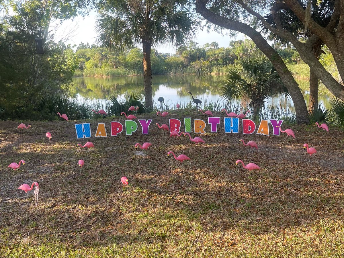 Happy birthday Linda! So glad we could be a part of you special day! Enjoy your flock for the rest of the day! #whoisnext #flamingoflocking #supportFPS