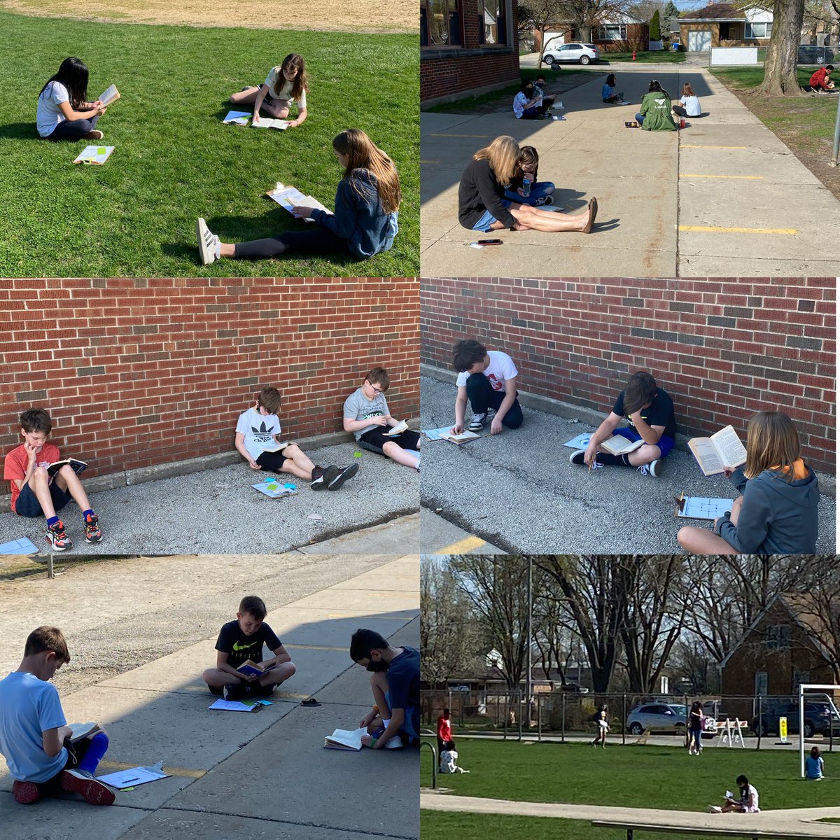 When fifth graders ask to read outside on this beautiful day, you make that happen! #ForestRoadSchool