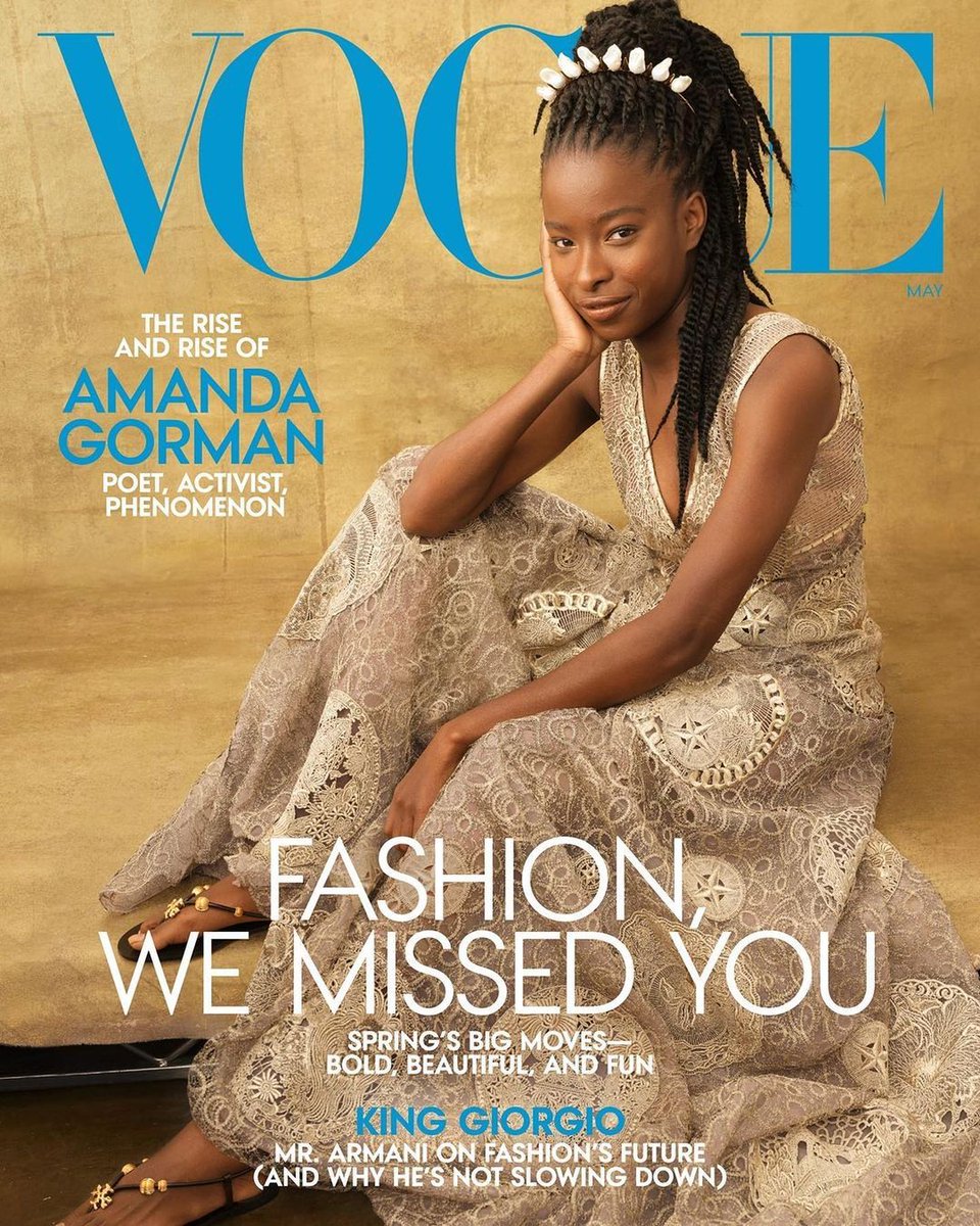 toryburch's tweet photo. The extraordinary poet @TheAmandaGorman on the cover of @voguemagazine in our Capri sandals.
Photographed by Annie Leibovitz, styled by Gabriella Karefa-Johnson, written by @dstfelix #ToryEditorials #ToryBurchSS21 https://t.co/F6LnJYR3YY