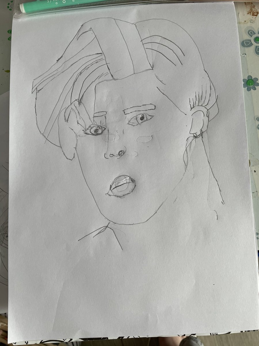 amyhill1992's tweet photo. @misssimms2 Amelia has been drawing non stop over Easter and would like to share with you her latest (and I think, her best) piece of work.  This is Jimin from band BTS. https://t.co/B0bVwbkKOy