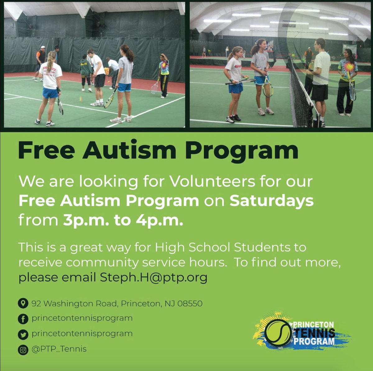PTP_Tennis's tweet image. PTP is looking for Volunteers for our FREE Autism Program on Saturday’s. It is a great way for High School students to receive community service hours. For more information please email Stephanie Howard at steph.h@ptp.org. #freeautismprogram #volunteers #communityservice