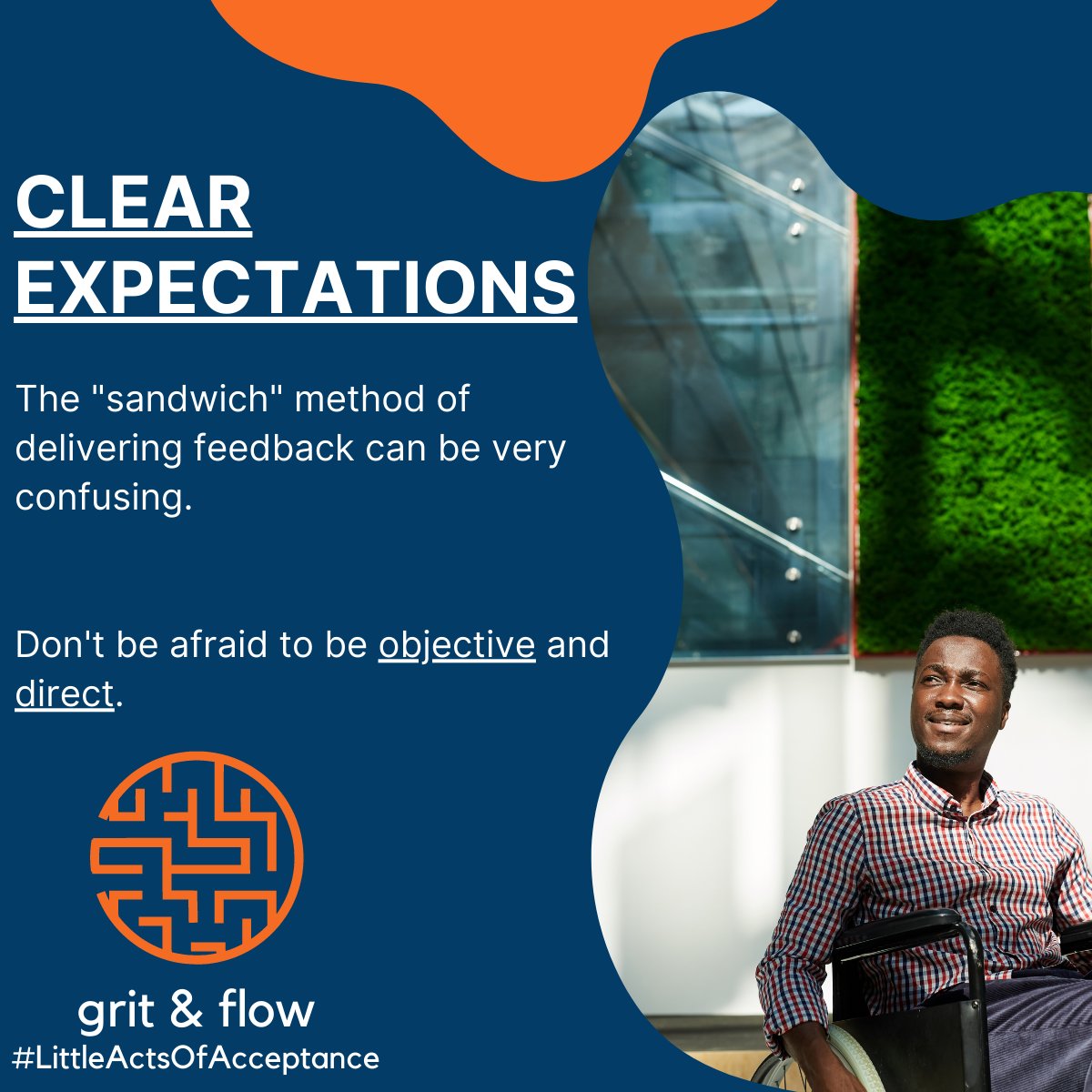 GritFlow's tweet photo. Acts of Acceptance
Clear Expectations - Offer clear expectations as a small act of acceptance as many autistic individuals are literal thinkers and work better with direct communication.
#gritandflow #ActsOfAcceptance #autismAcceptance #autism #neurodiversity https://t.co/VaPRlmKfT9