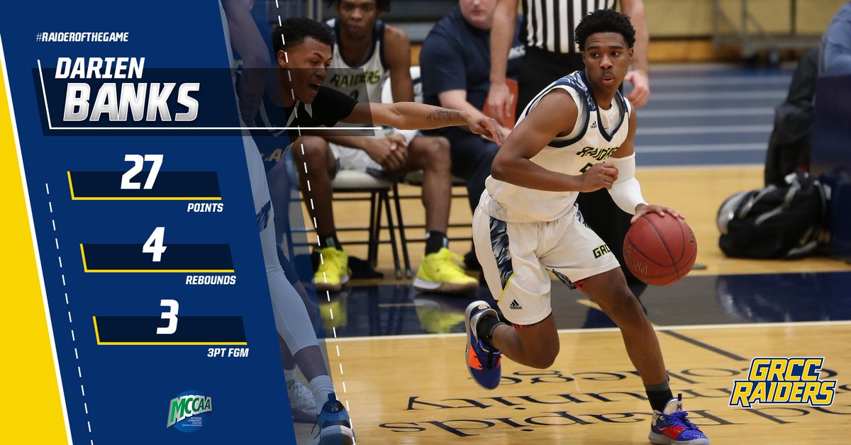 GRCC Men's Basketball (@grccbasketball) on Twitter photo Last night's #RaideroftheGame was #5 Darien Banks @tndo05_ from <a href="/RHS_Panthers/">Roseville High School Athletics</a>! Darien led the Raiders with 27 points, and finished the season with 6 straight games in double figures. #ThisIsTheWay #JucoProduct #JucoBasketball Last night's #RaideroftheGame was #5 Darien Banks @tndo05_ from <a href="/RHS_Panthers/">Roseville High School Athletics</a>! Darien led the Raiders with 27 points, and finished the season with 6 straight games in double figures. #ThisIsTheWay #JucoProduct #JucoBasketball