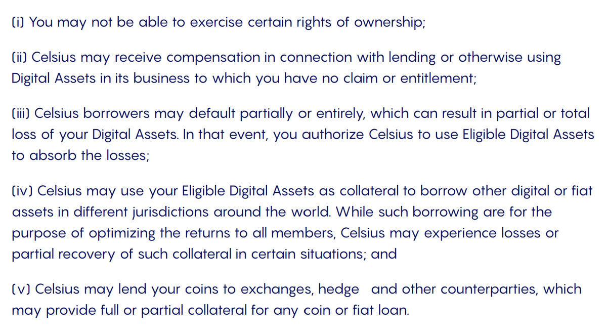 Furthermore, if Celsius lends out these coins and the counterparty defaults, you get to bear the losses. Lucky you.