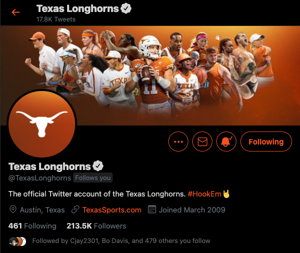 TexasFancyBoots's tweet photo. I 🧡 Doc, no question. He's a 💯 Texas follow.

But I'm going to ask for your vote just the same.

I'll predicate it on this: of all of the amazing #HookEm accounts, who does the OFFICIAL Texas Longhorns account follow? 

Vote Fancy. It's what Texas Longhorns do. 🗳 https://t.co/BsN9YNjK74