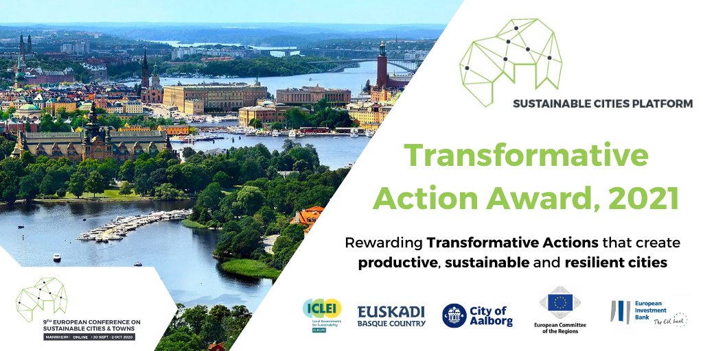 ICLEI_Europe's tweet photo. 📢🏆Don't miss your chance to apply for the 2021 Transformative Action Award and win 10,000 EUR to kick-start your next #sustainability project! Application deadline: 31 July #TAaward21 #BasqueDeclaration #MannheimMessage 
https://t.co/sM44Oaehc3 https://t.co/gVt5aD6TRN