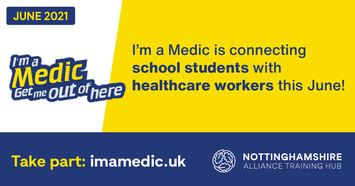 NottsAlliance's tweet photo. [Great News]
School students across Nottinghamshire will be connected with NHS workers this June!

Anyone working in primary care in #notts is welcome to register. Click the link to take part: https://t.co/SJONMznAXk

Share this article to spread the news!

#ImaMedic #NHScareer https://t.co/91zHKrQ90p