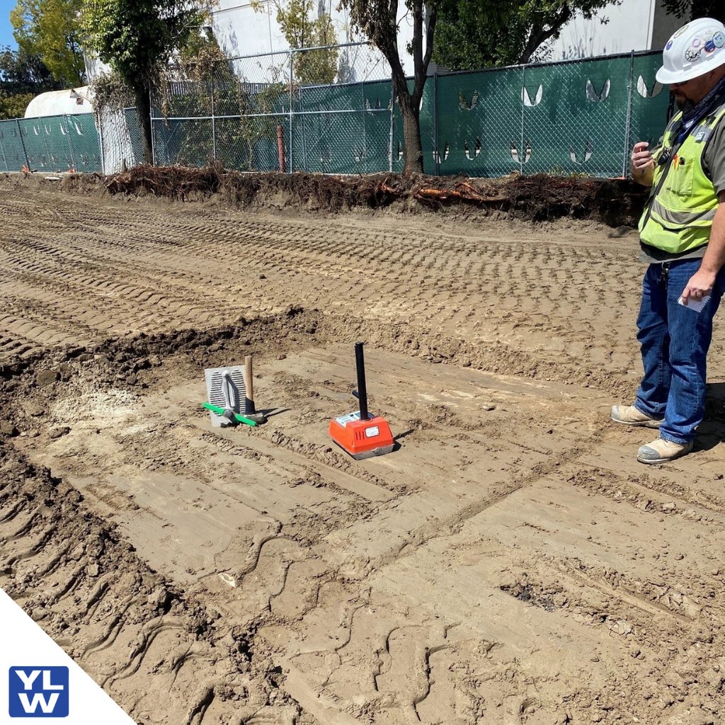 YLWD's tweet image. Behind the scenes look at our current progress of the PFAS Treatment Plant. Here is a photo of our team doing a compaction testing for where the new vessel will be placed. #WaterTreatment #TreatmentPlant #CompactionTesting