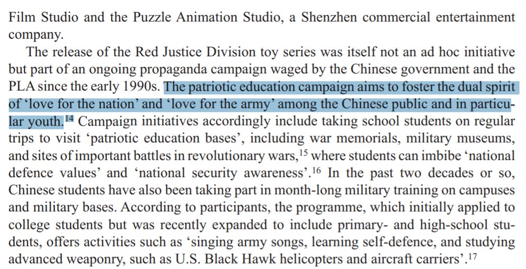 Nor should it surprise you to learn that China, like the USA, targets military materials towards children:  https://journals.sagepub.com/doi/10.1177/0920203X13513101