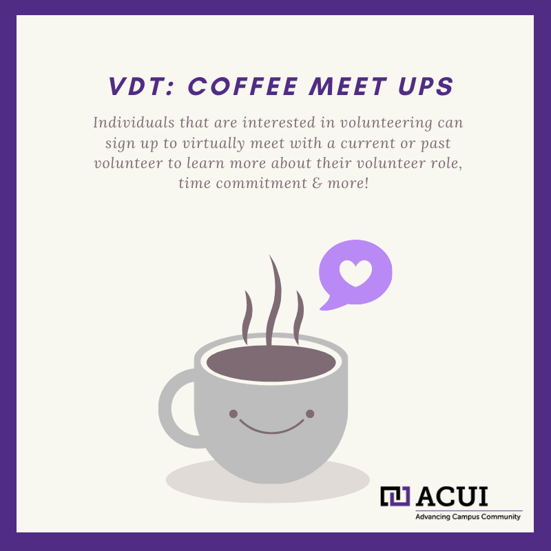 Join us today at 2pm EST for our last virtual coffee meetup! Learn from volunteers past and present about the volunteer experience!