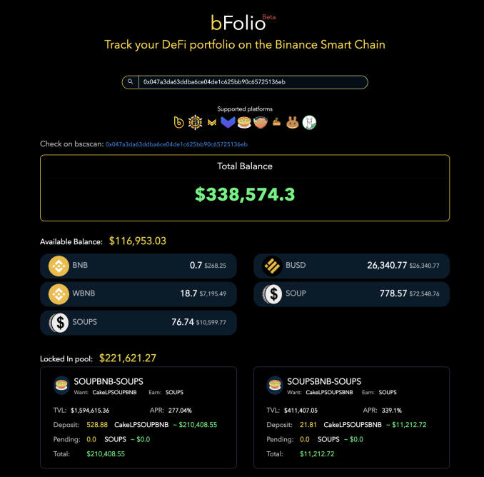 #Broths 

Check it out! 🔥

$SOUP/$SOUPS front and centre on <a href="/BearnFi/">Gail Madrid</a>  new folio page.👀
#BSC #SOUP #SOUPS #BNB