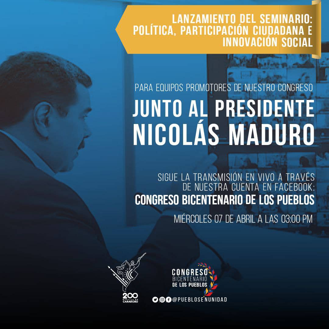 Hoy estaremos junto con <a href="/NicolasMaduro/">Nicolás Maduro</a> en el el lanzamiento del seminario "Política, Participación Ciudadana e Innovación Social
#TachiraPresenteCongresoBicentenario

@MPPEDUCACION 
@ZonaEducTachira 
<a href="/NicolasMaduro/">Nicolás Maduro</a>
<a href="/charlychaves/">Charly Rojas Chaves</a>
<a href="/COMUNIDADESED15/">DIV. COMUNIDADES EDUCATIVAS TÁCHIRA</a>
@SPETachira 
<a href="/edward_arellano/">edward saint</a>