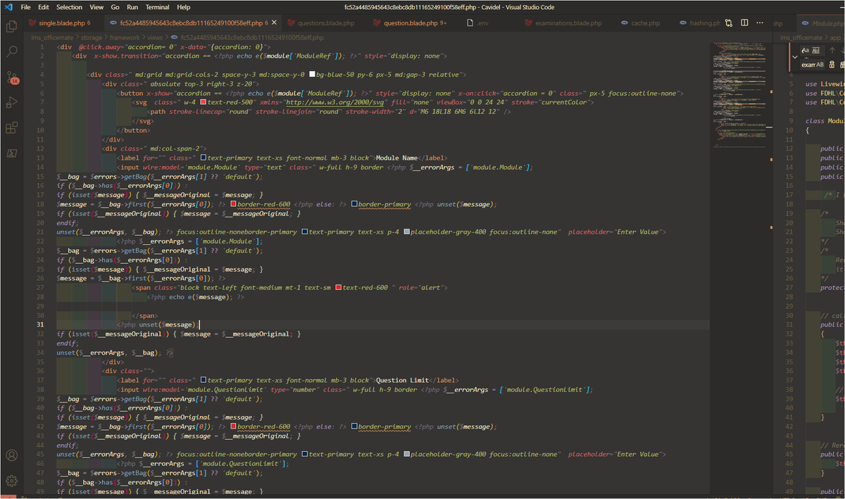 snapydeveloper's tweet image. The beauty of Laravel blade template

-&amp;gt; The first image is a compiled blade template without blade directives

-&amp;gt; The second image is a blade template with blade directives.

The simplicity of laravel blade templates
