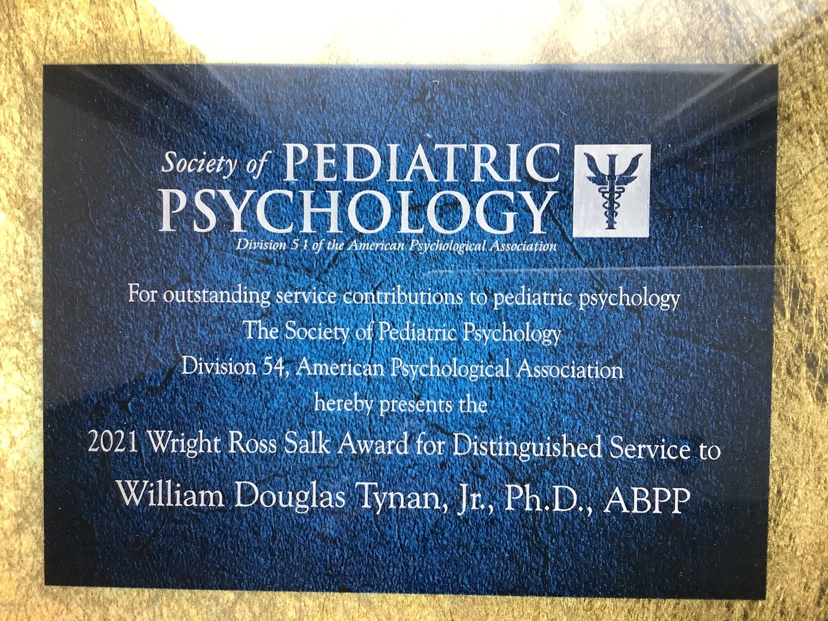 My thanks to our colleagues for this unexpected honor.  I hope to meet with you at VSPPAC  #thisispedspsych @SPPDiv54 ⁦@DPADelaware⁩