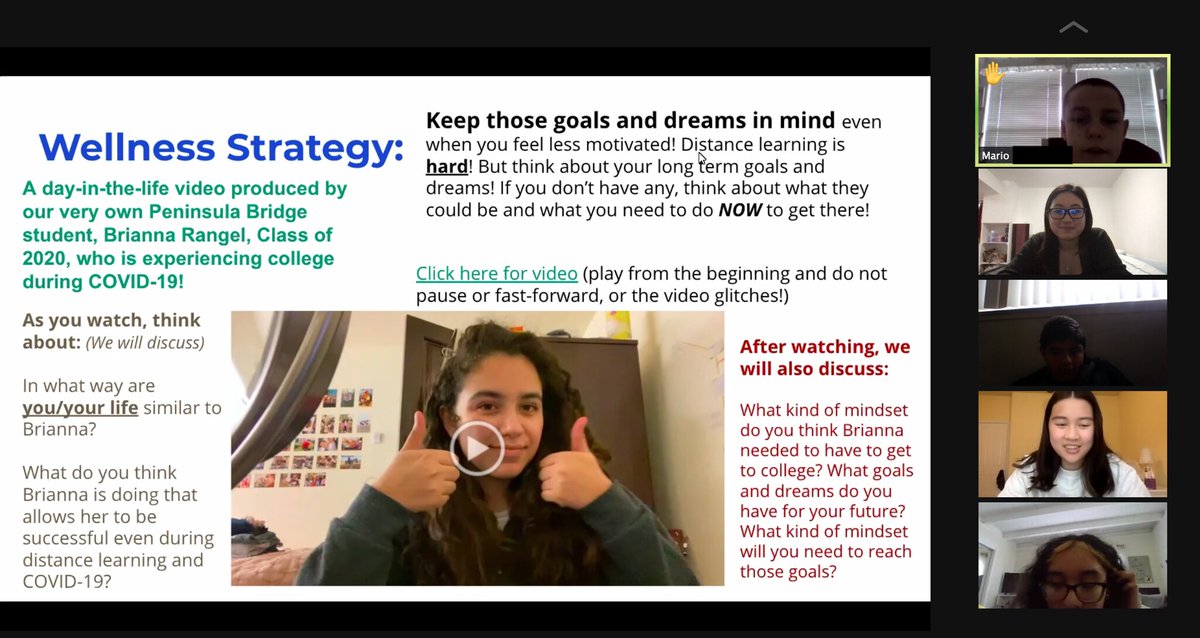 We love how our Middle School Academy has incorporated the college life of Peninsula Bridge student Brianna into one of their lessons. Brianna is in her freshman year at Yale.