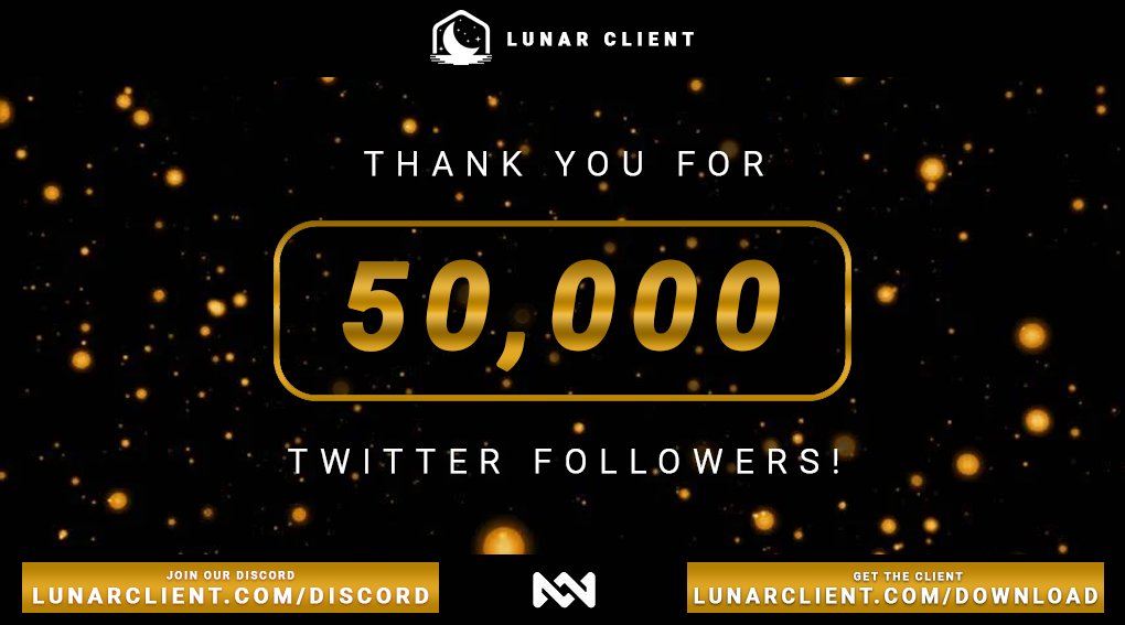 LunarClient's tweet photo. Thank you for 50,000 Twitter followers! 🧡

Quick reminder that today at 4:00 PM EST, 5000 random online users will be receiving an exclusive cloak for our 2 Year Anniversary. 🚀

Being on a specific server is not required; just have the client launched! 💫

#LunarClient2Years https://t.co/ati0AiGbqJ