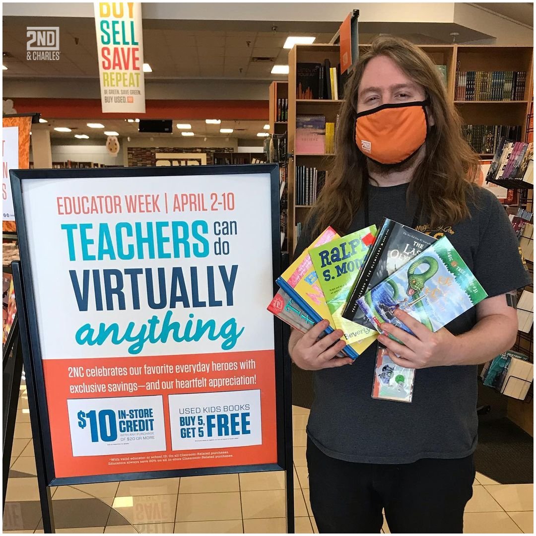 2ndandcharles's tweet photo. Educators - just a reminder we are celebrating you this week! Don't miss out on these extra savings as a thank you going on until 4/10 at your #2ndandCharles. Ask an associate for details. #EducatorWeek https://t.co/VTTlV0jpIs