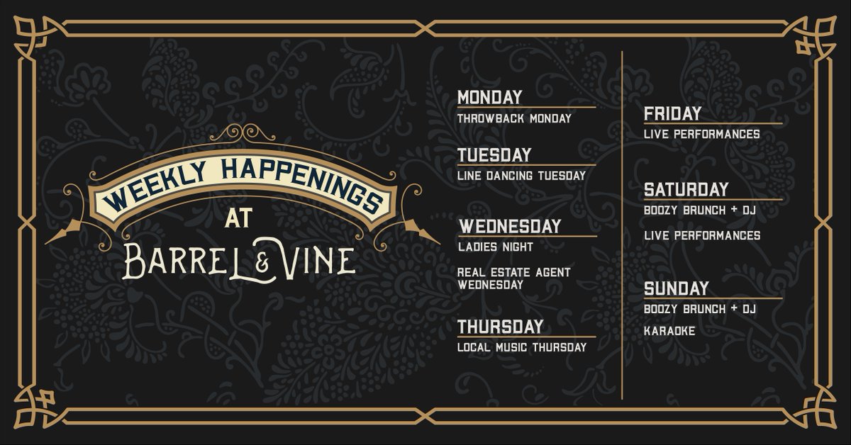 Pssst, we’ve got something special for you every night of the week at Barrel &amp; Vine! Share this with a friend and let us know what night you’re looking forward to! Visit our website to learn more: bvomaha.com
